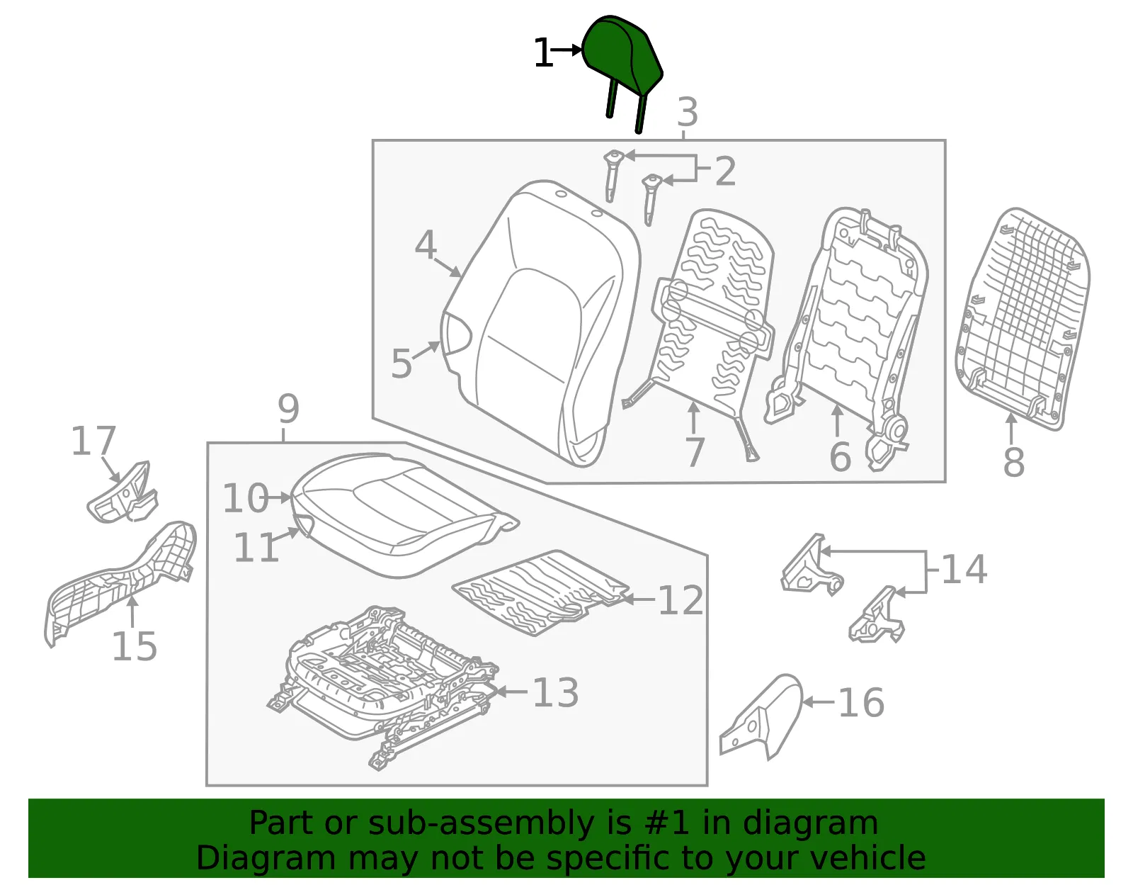 Headrest - Kia (88700-1W010BEW) - view 2