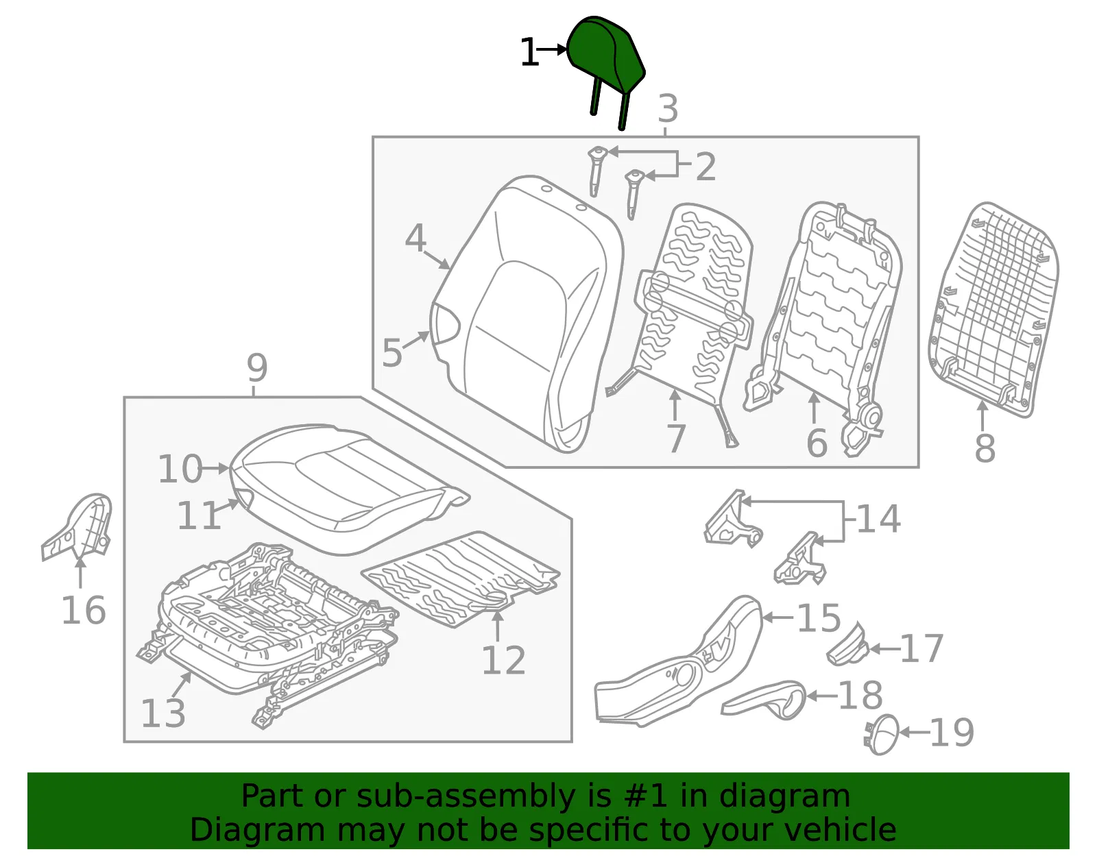 Headrest - Kia (88700-1W070BB2) - view 2