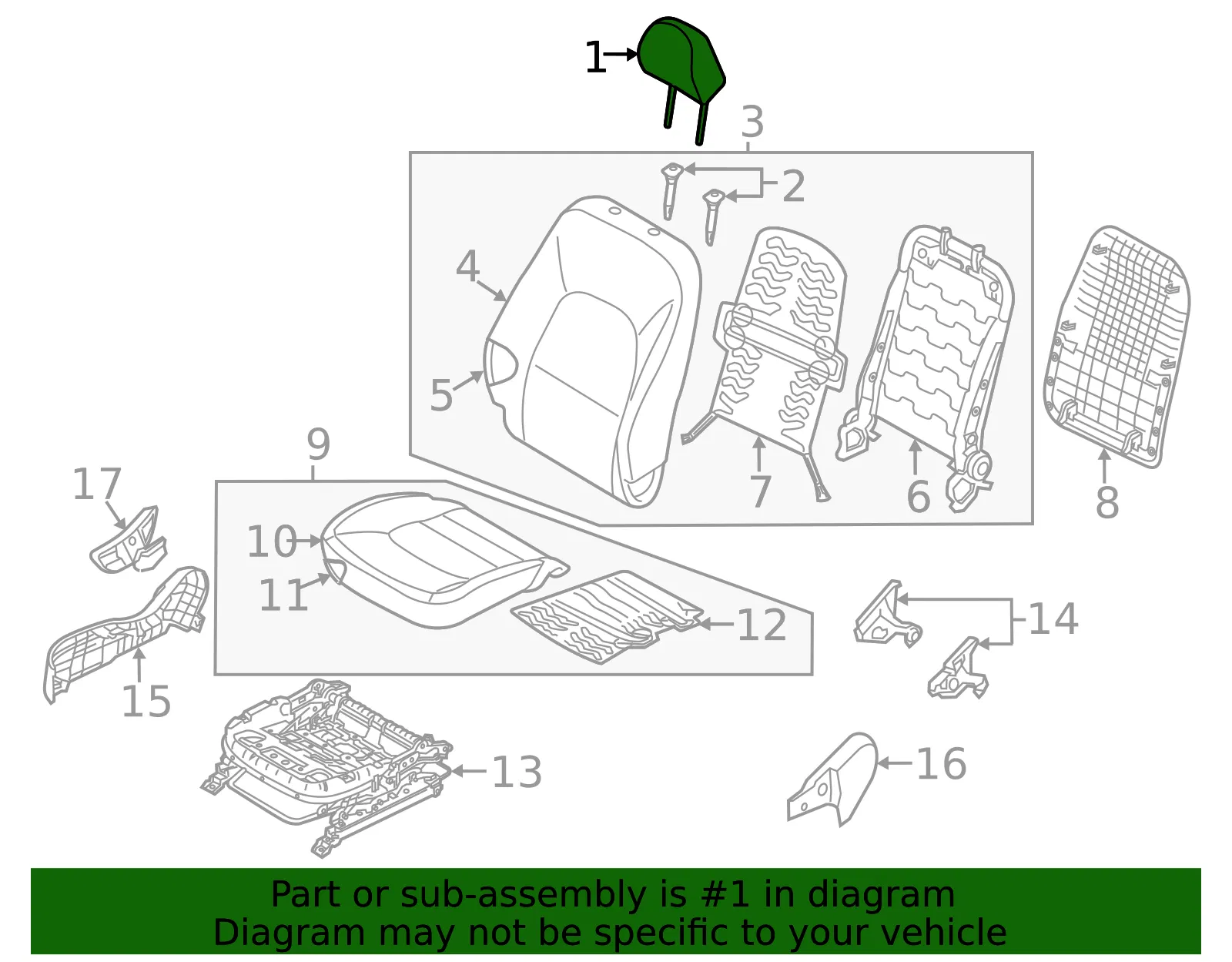 Headrest - Kia (88700-1WAE0BB2) - view 2