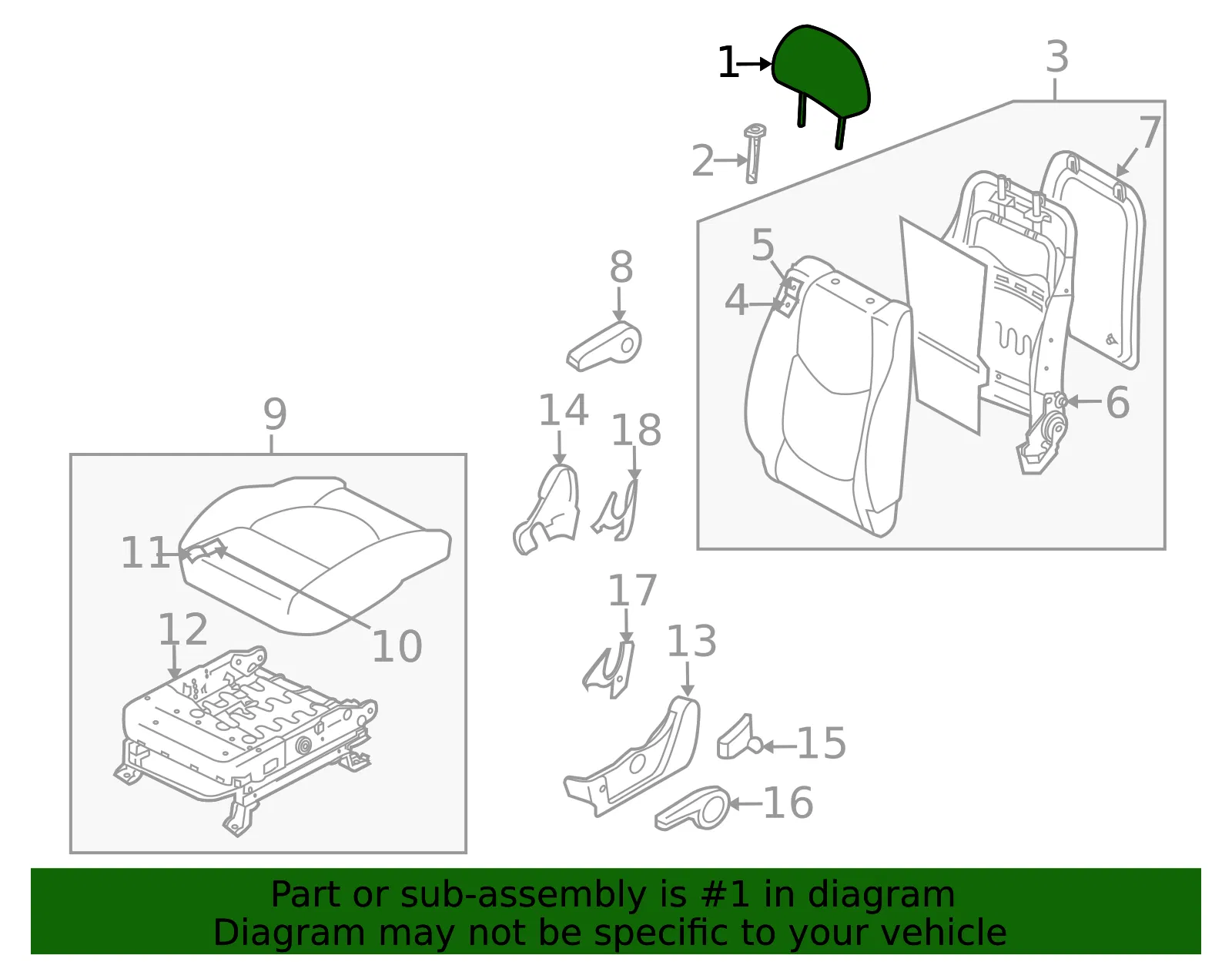 Headrest - Kia (88700-2K011AHD) - view 2