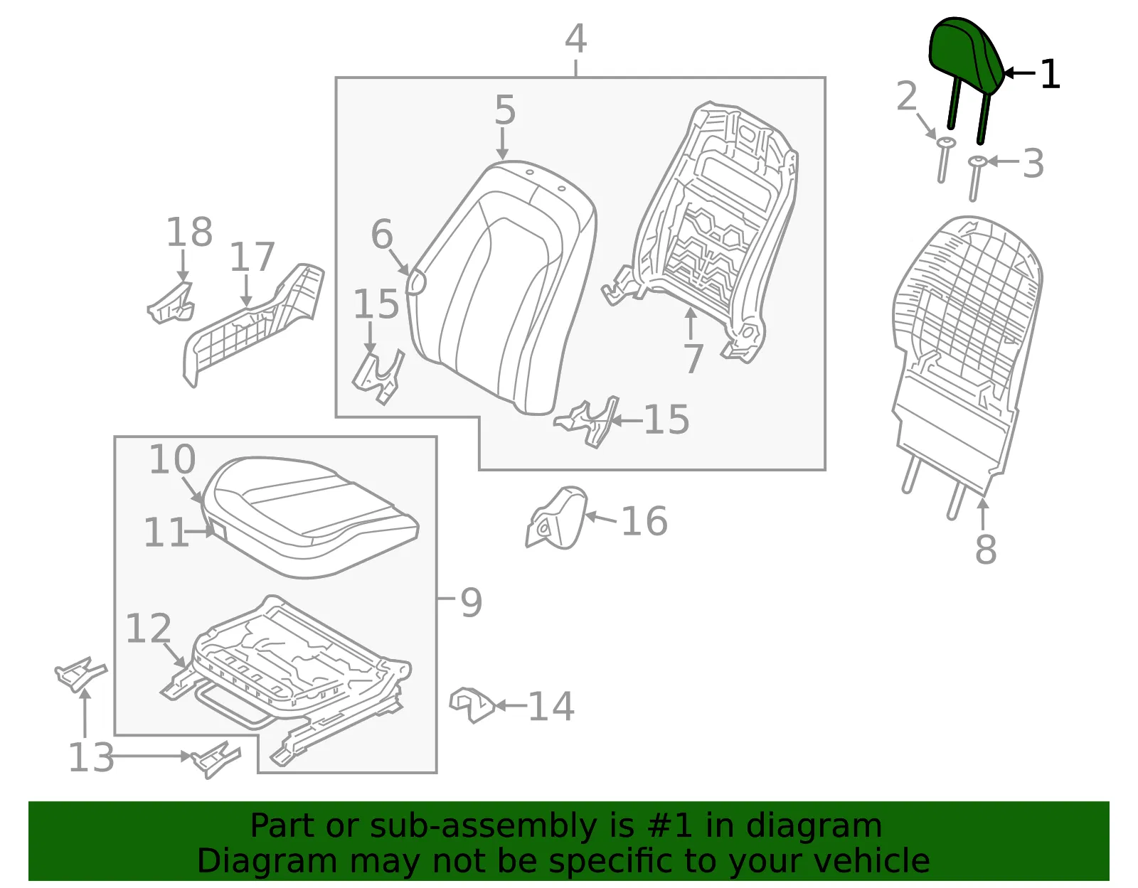 Headrest - Kia (88700-2T510AK8) - view 2