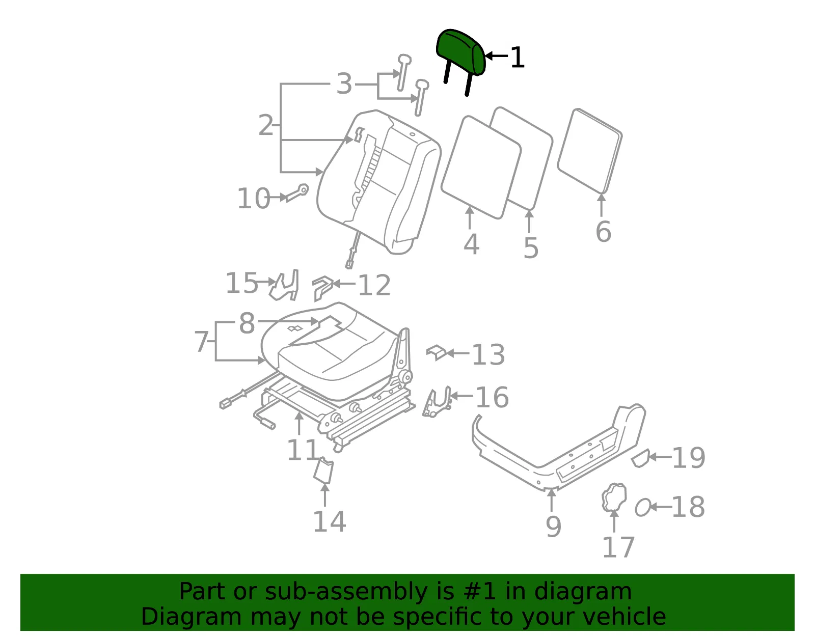 Headrest - Kia (88700-3E120CF6) - view 2