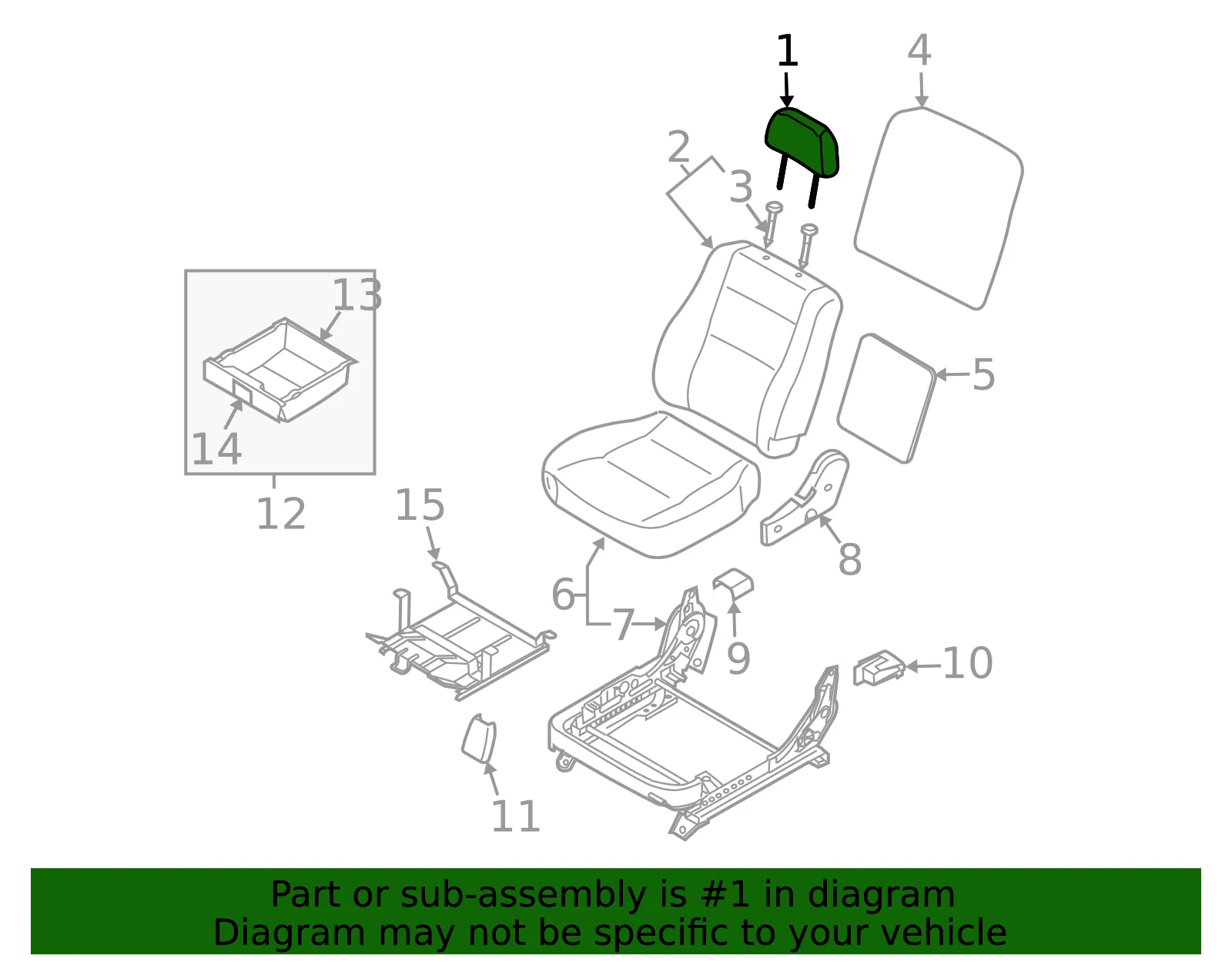 Headrest - Passenger Side (RH) - Kia (88700-3E121CF5) - view 2