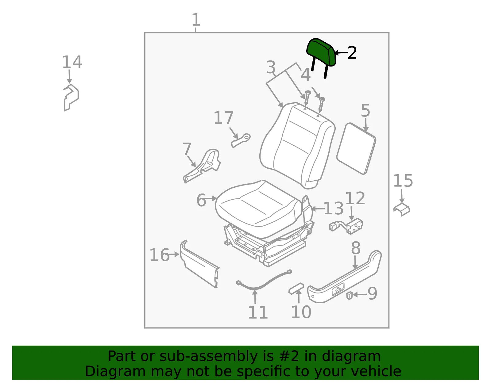 Headrest - Driver's Side (LH) - Kia (88700-3E211FC3) - view 2