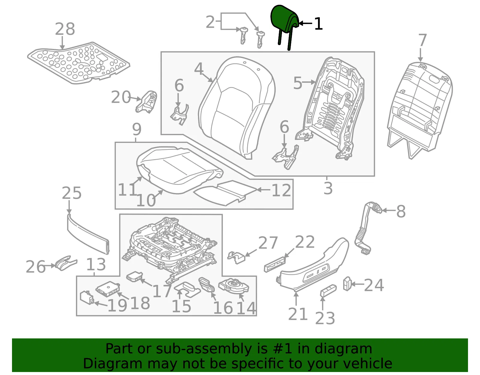 Headrest - Kia (88700-3R540GXT) - view 2