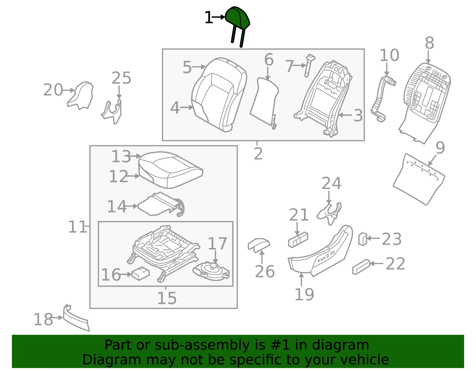 Headrest - Kia (88700-3W100ATA) - view 2