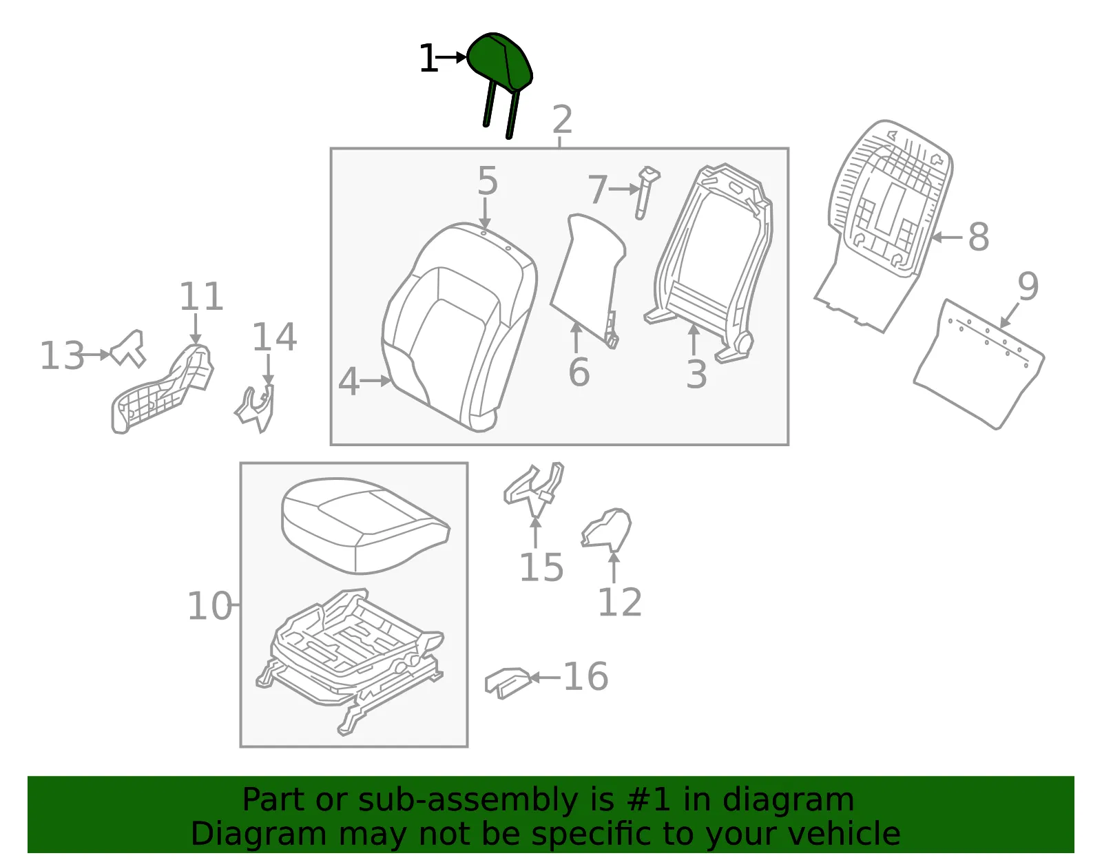 Headrest - Kia (88700-3W500EAW) - view 2