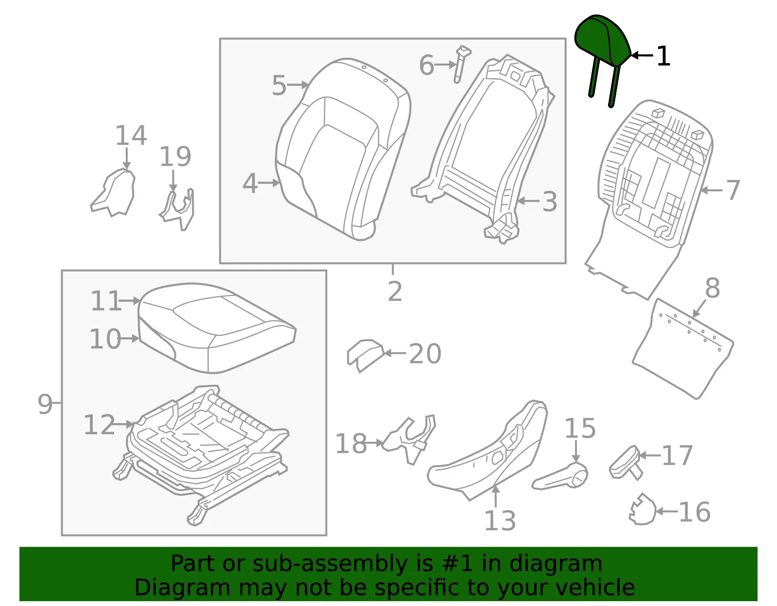 Headrest - Kia (88700-3W501EBX) - view 2
