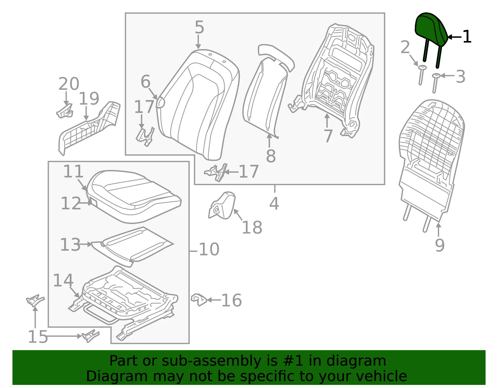 Headrest - Kia (88700-4C020AN4) - view 2