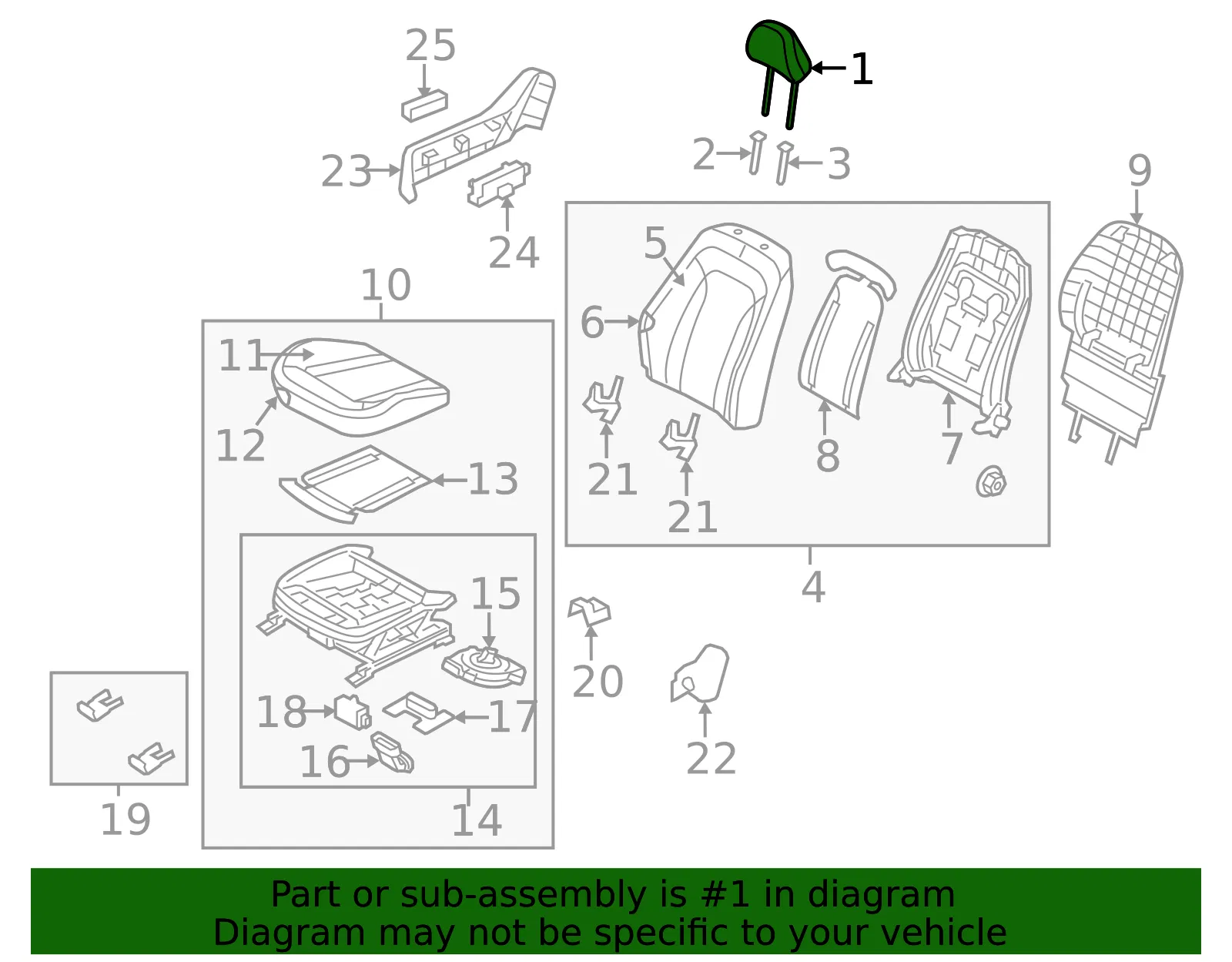 Headrest - Kia (88700-4C021AN7) - view 2