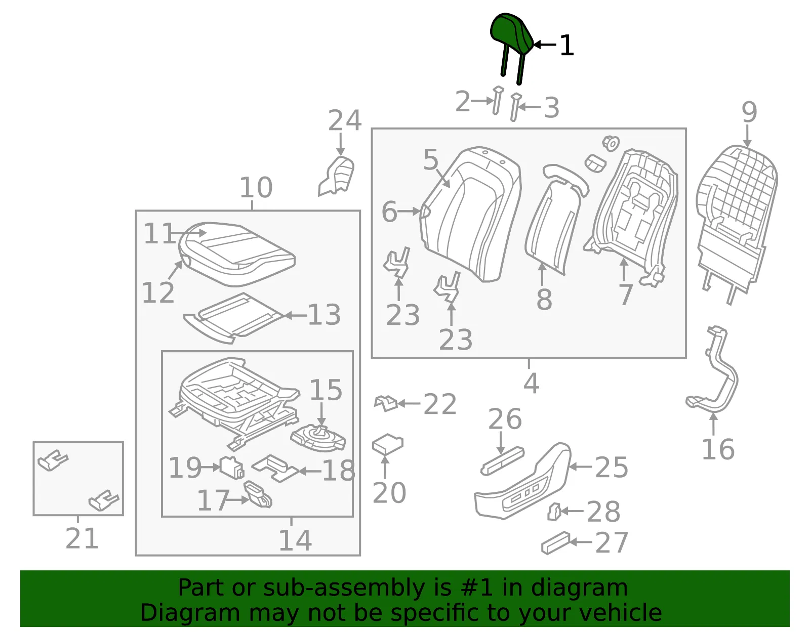 Headrest - Kia (88700-4C030MA3) - view 2