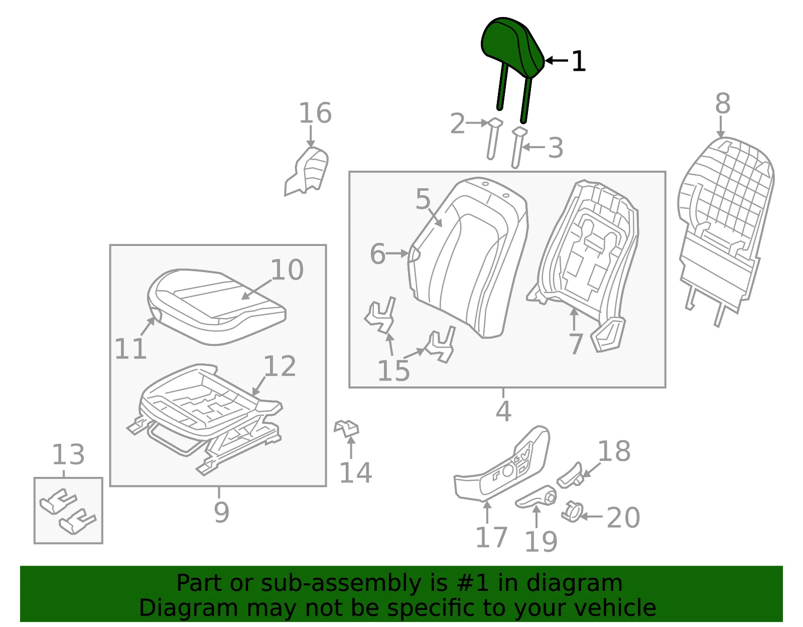Headrest - Kia (88700-4C510AVA) - view 2