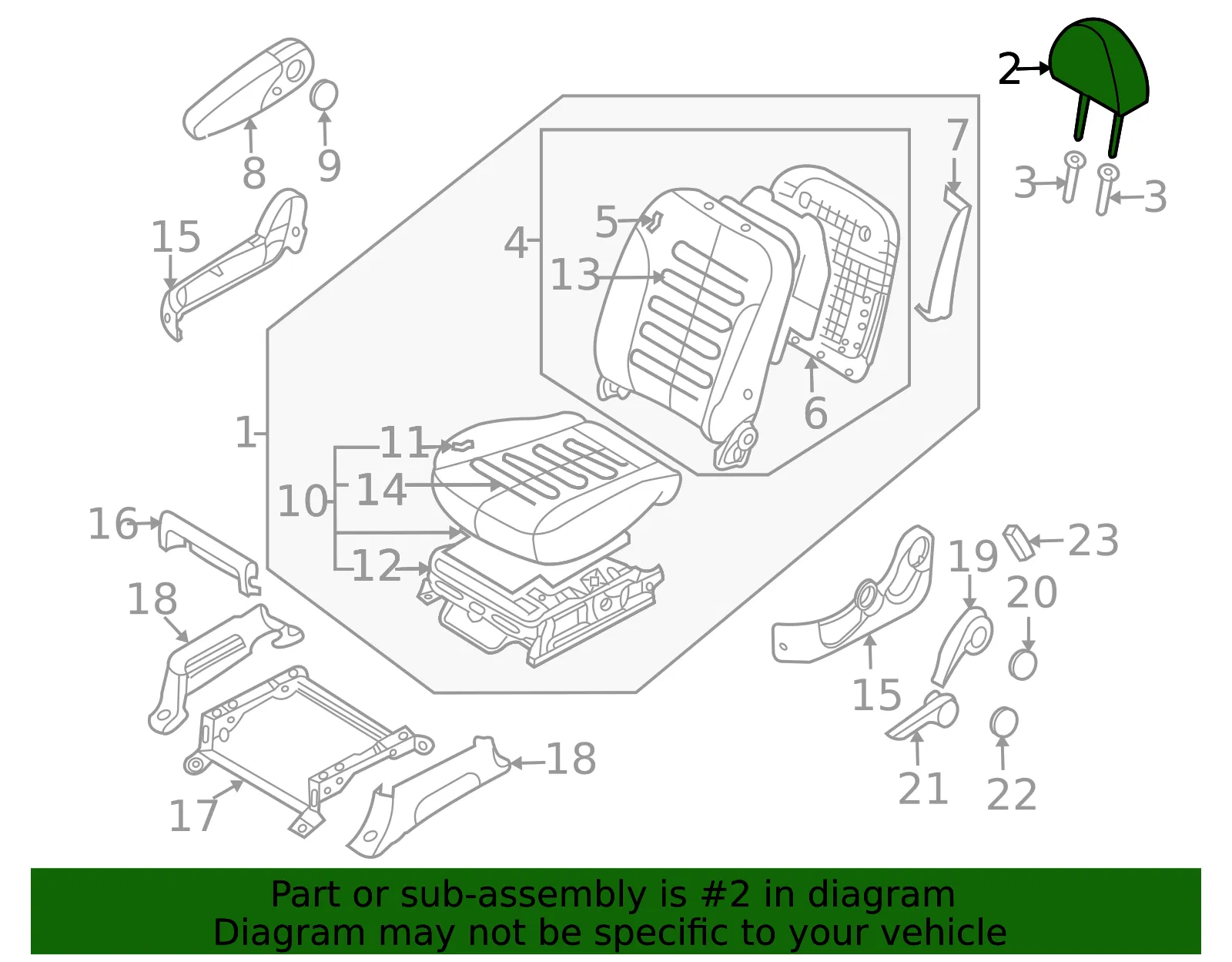 Headrest - Kia (88700-4D080KS2) - view 2
