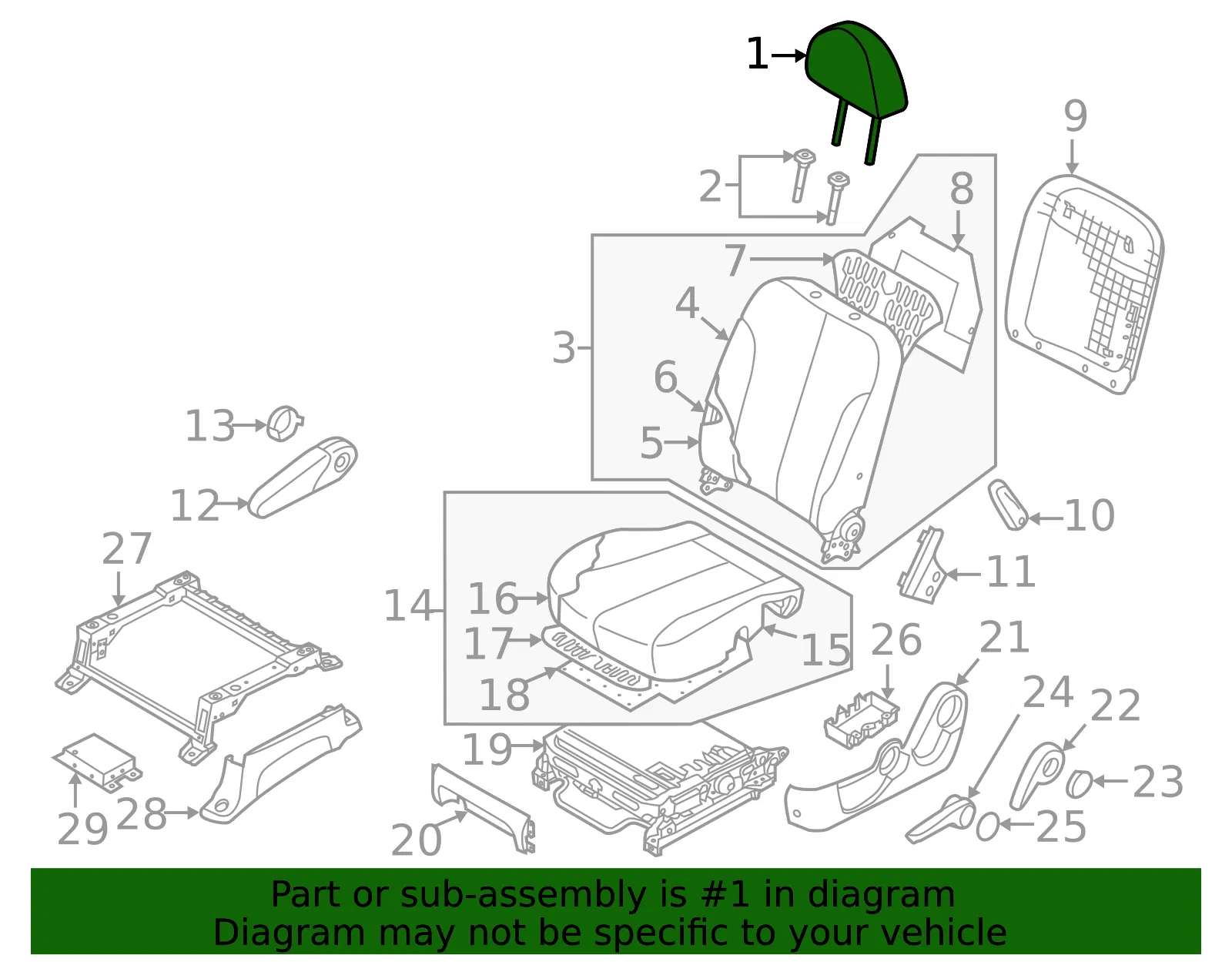 Headrest - Kia (88700-4D081AGX) - view 2