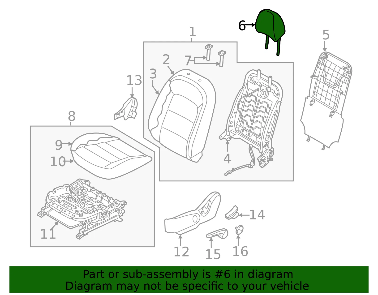 Headrest - Kia (88700-A7000K3D) - view 2