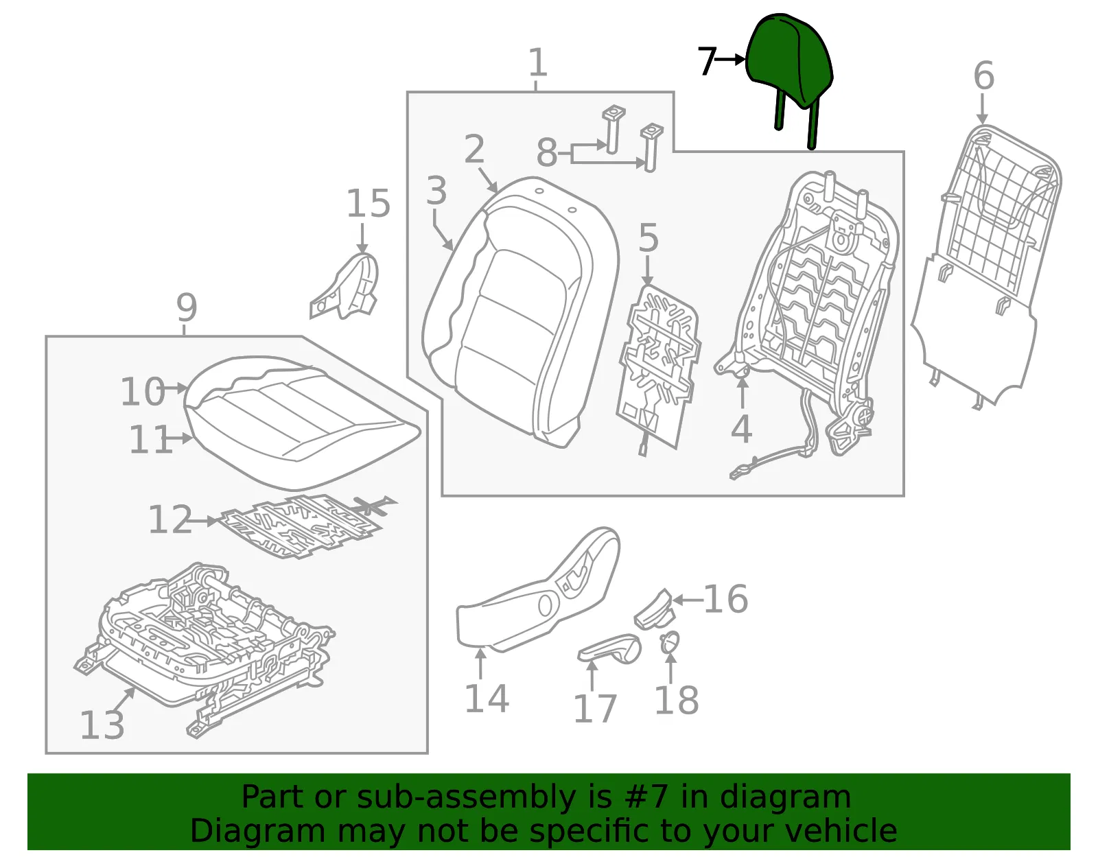 Headrest - Kia (88700-A7050K4K) - view 2