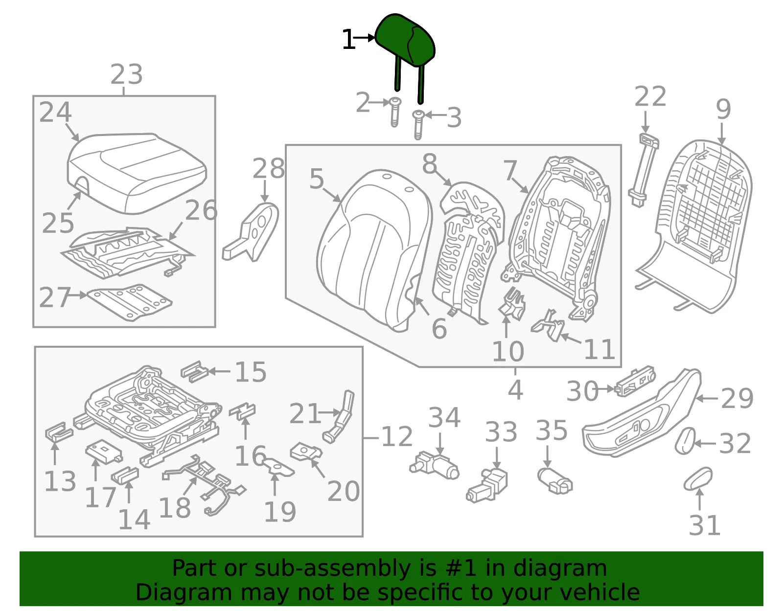 Headrest - Kia (88700-A8020HEF) - view 2