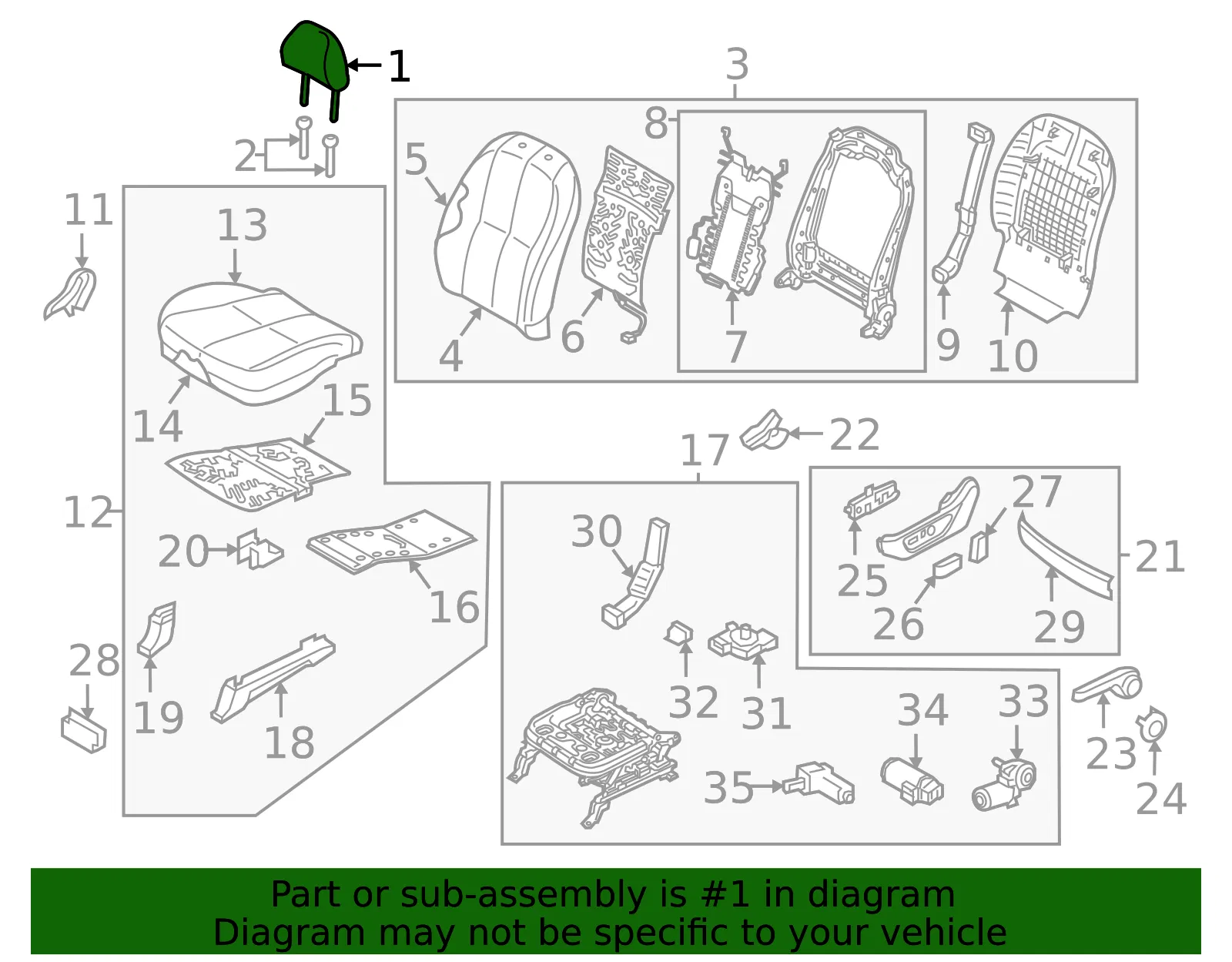 Headrest - Kia (88700-A9020DLE) - view 2