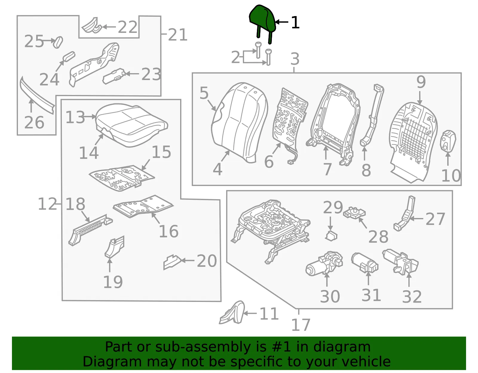Headrest - Kia (88700-A9020DLF) - view 2