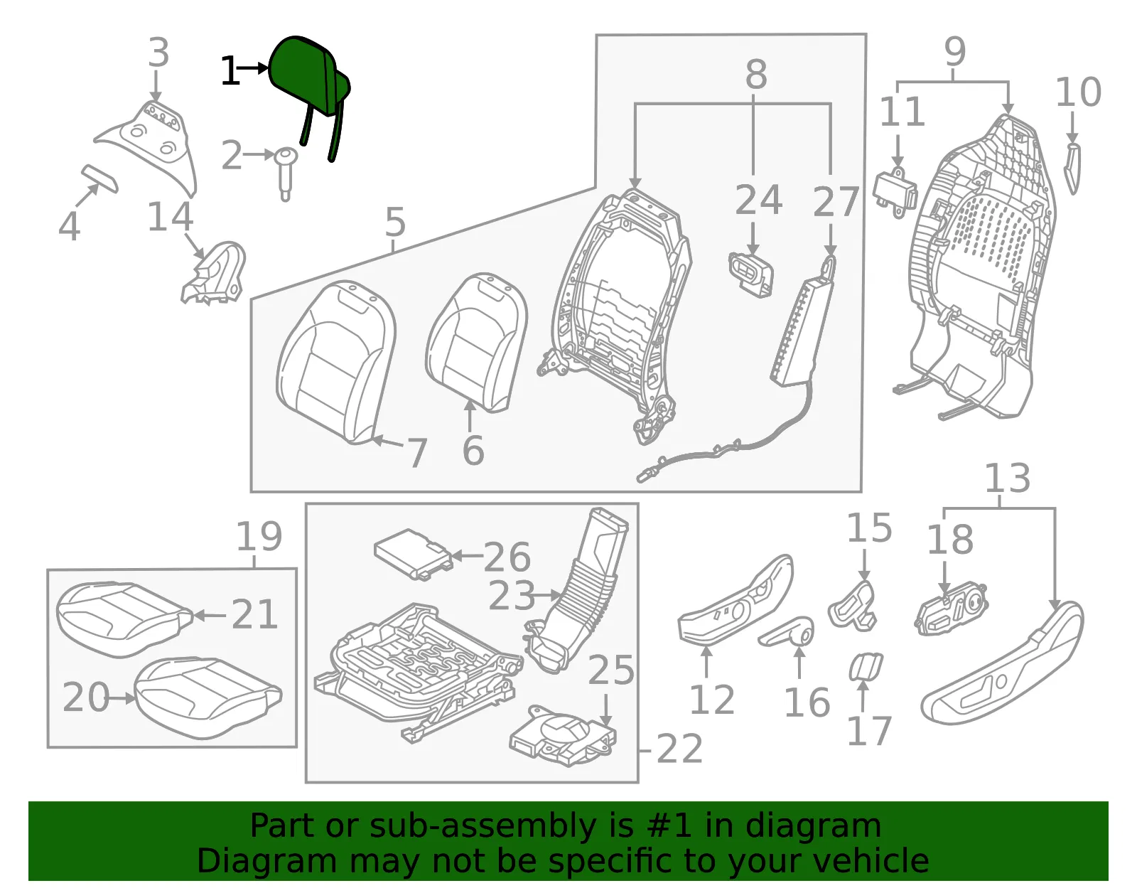 Headrest - Kia (88700-AT120A3X) - view 2