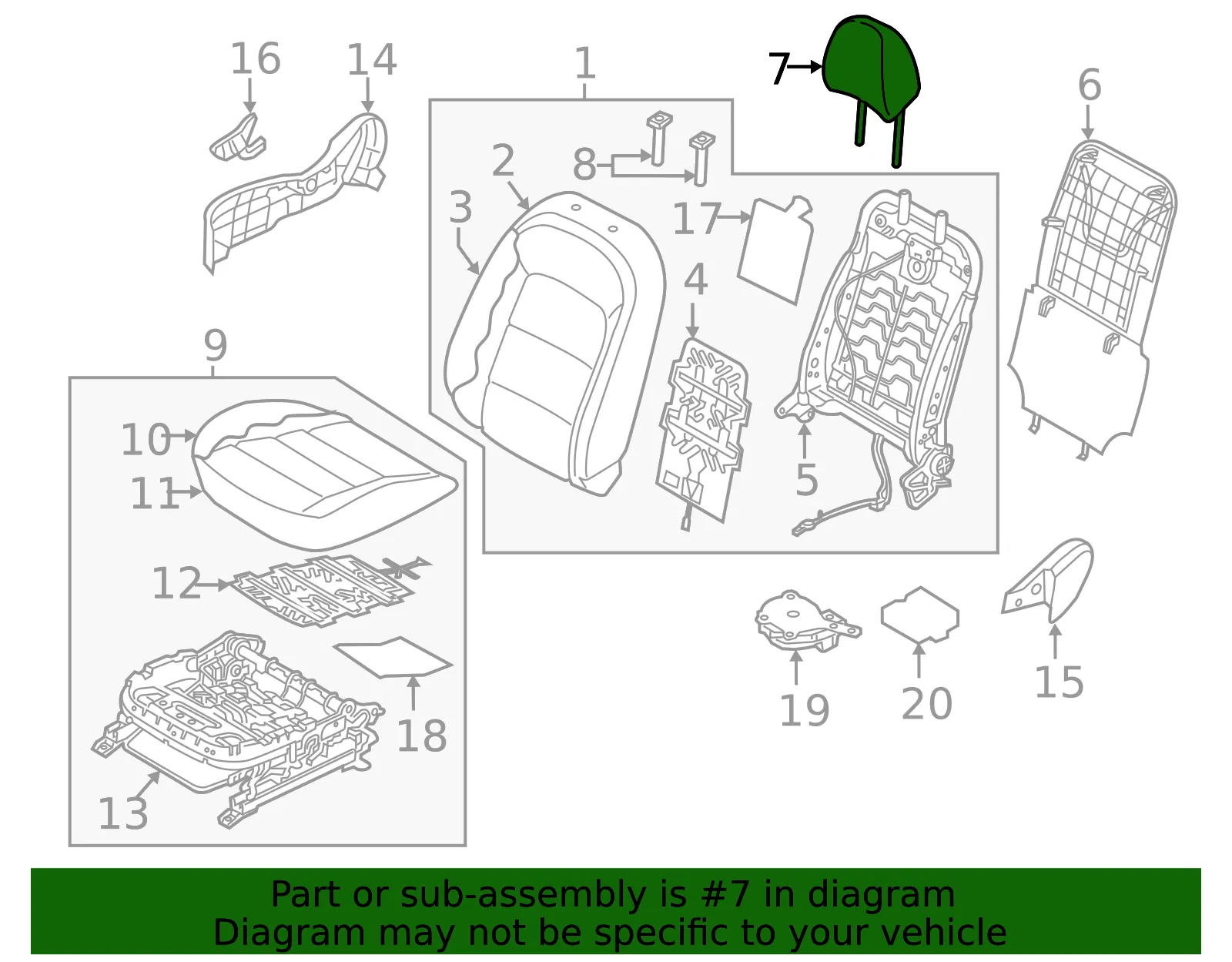 Headrest - Kia (88700-B0020KMX) - view 2