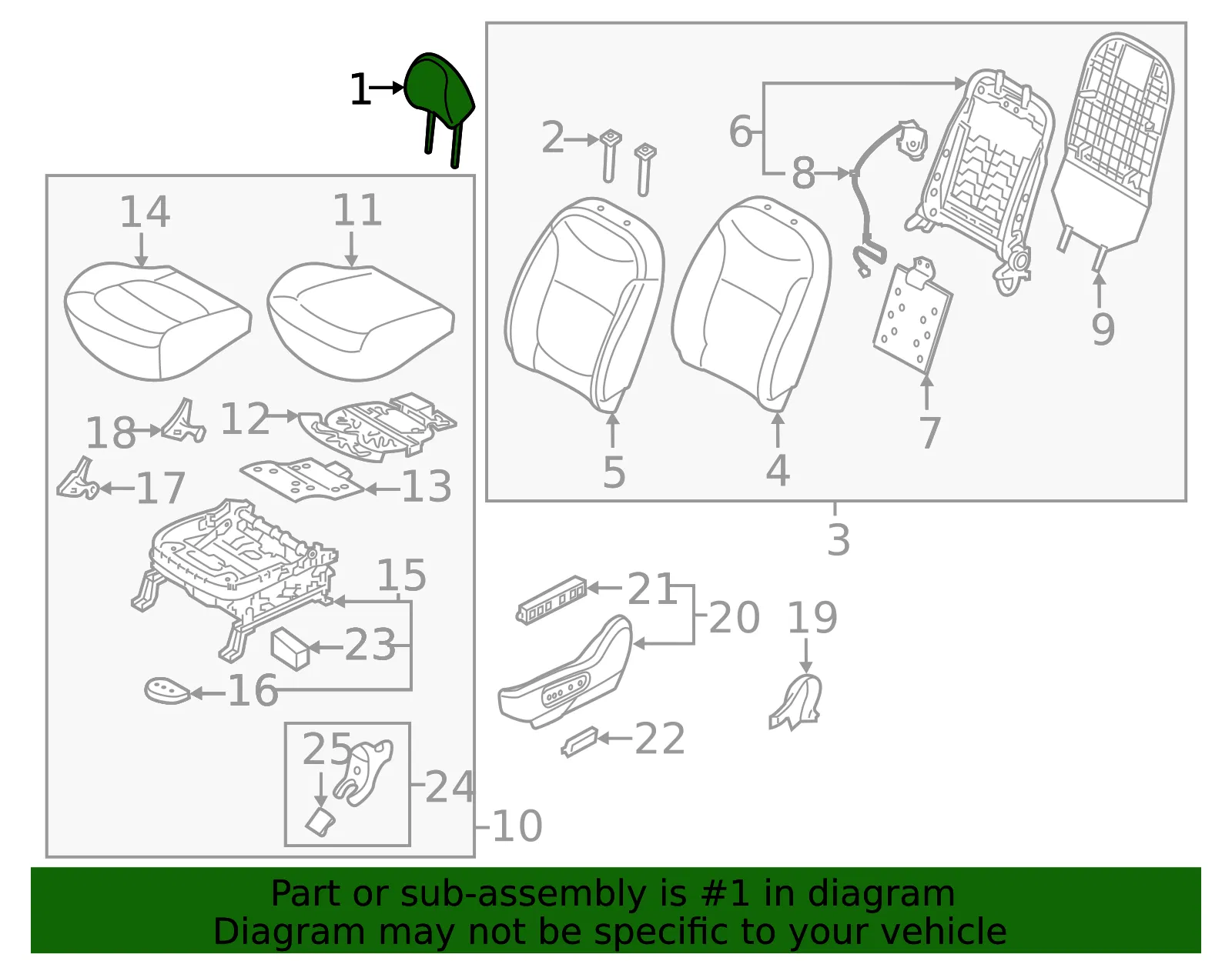 Headrest - Driver's Side (LH) - Kia (88700-B2100CX2) - view 2
