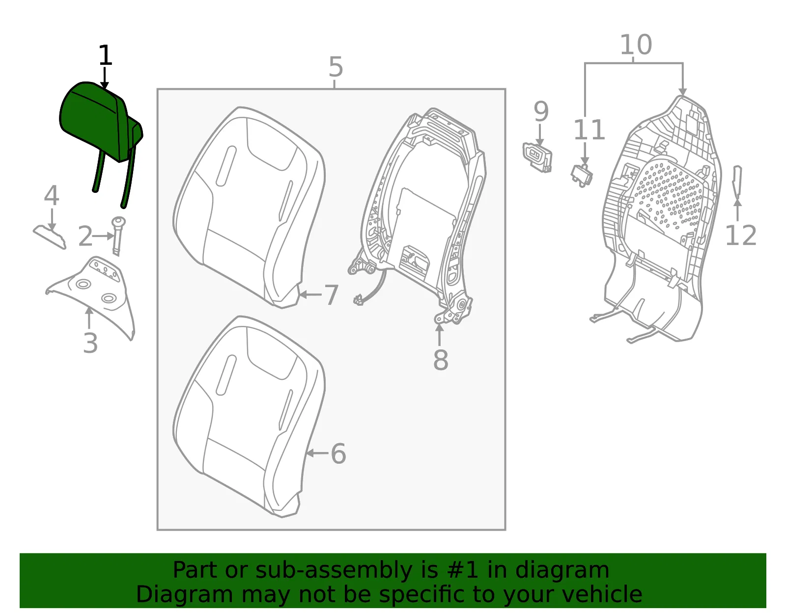 Headrest - Kia (88700-CV070CWV) - view 2