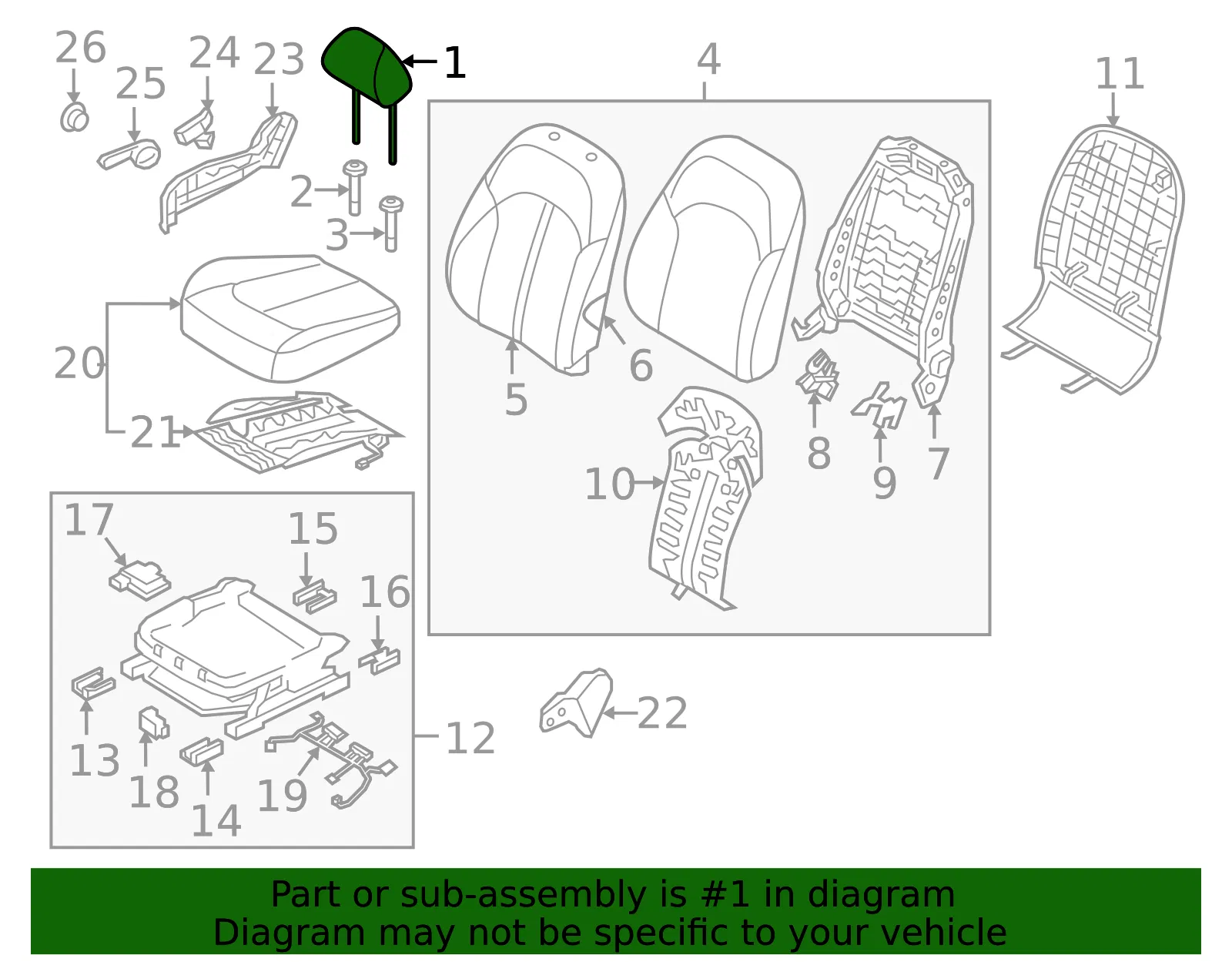 Headrest - Kia (88700-D4100A2F) - view 2