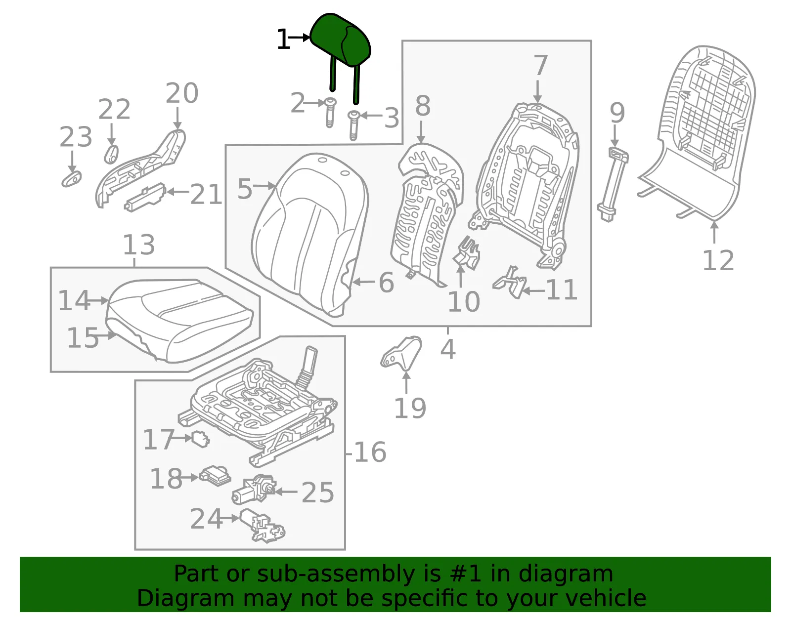 Headrest - Kia (88700-D5010A3A) - view 2