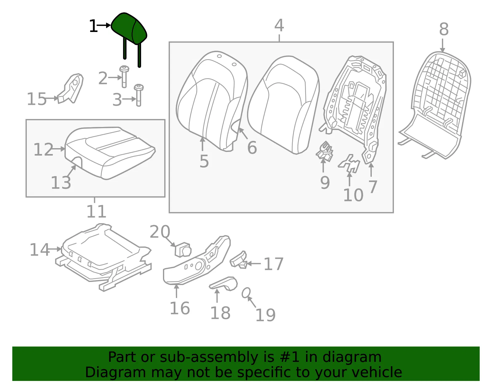 Headrest - Kia (88700-D5011A3B) - view 2