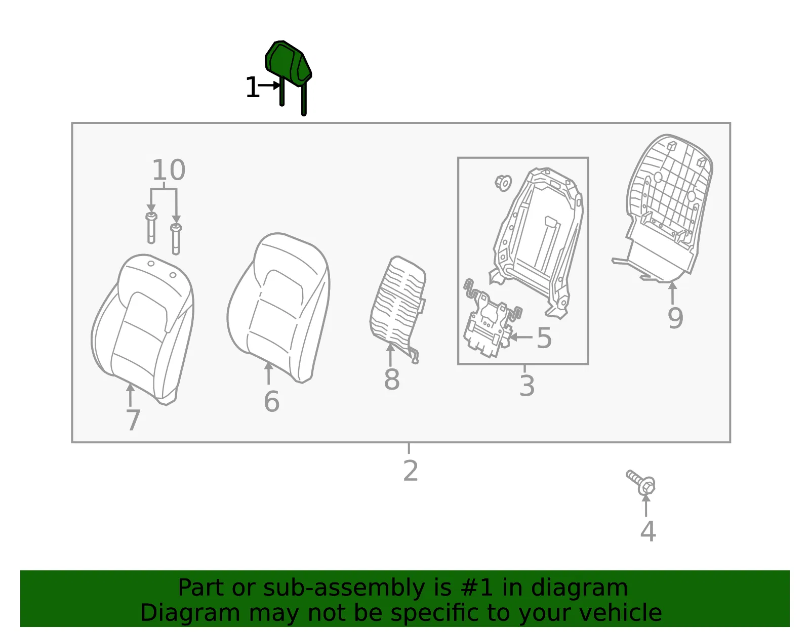Headrest - Kia (88700-D9260BGK) - view 2