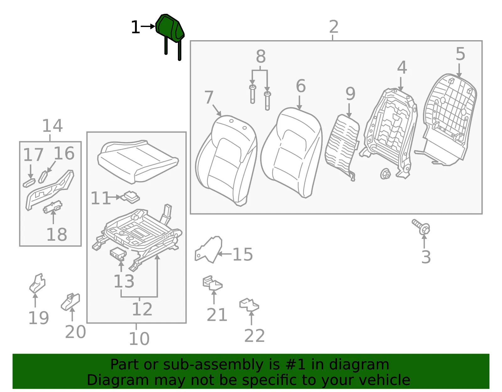 Headrest - Kia (88700-D9260BGR) - view 2