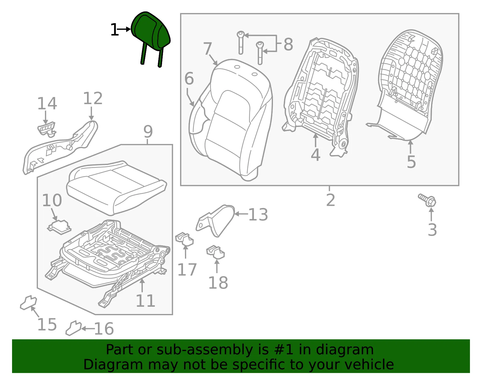 Headrest - Kia (88700-D9270D9C) - view 2