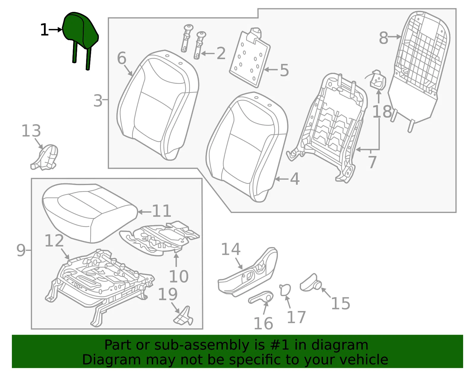 Headrest - Kia (88700-E4100ASL) - view 2