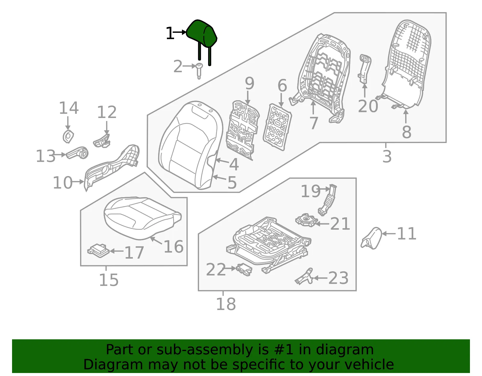 Headrest - Kia (88700-G5020DPW) - view 2