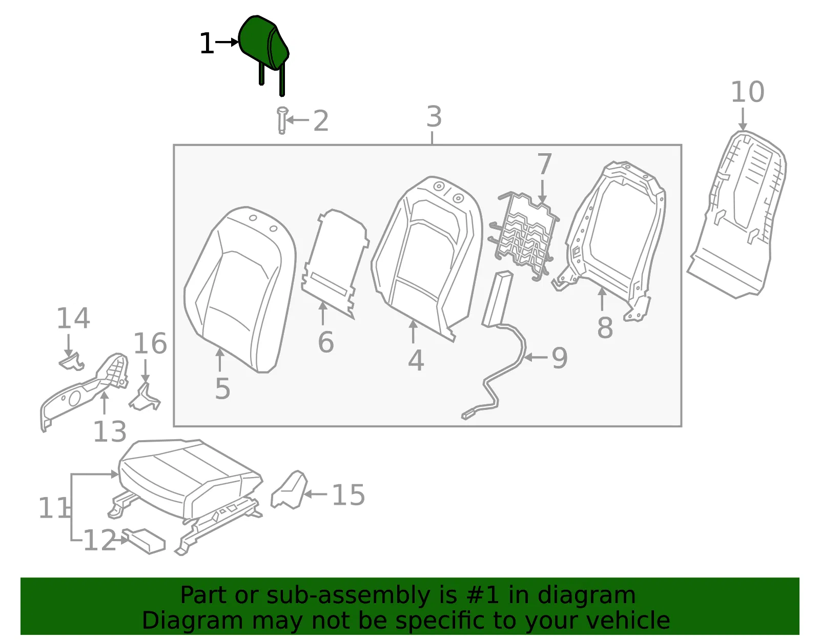 Headrest - Kia (88700-K0000SM6) - view 2