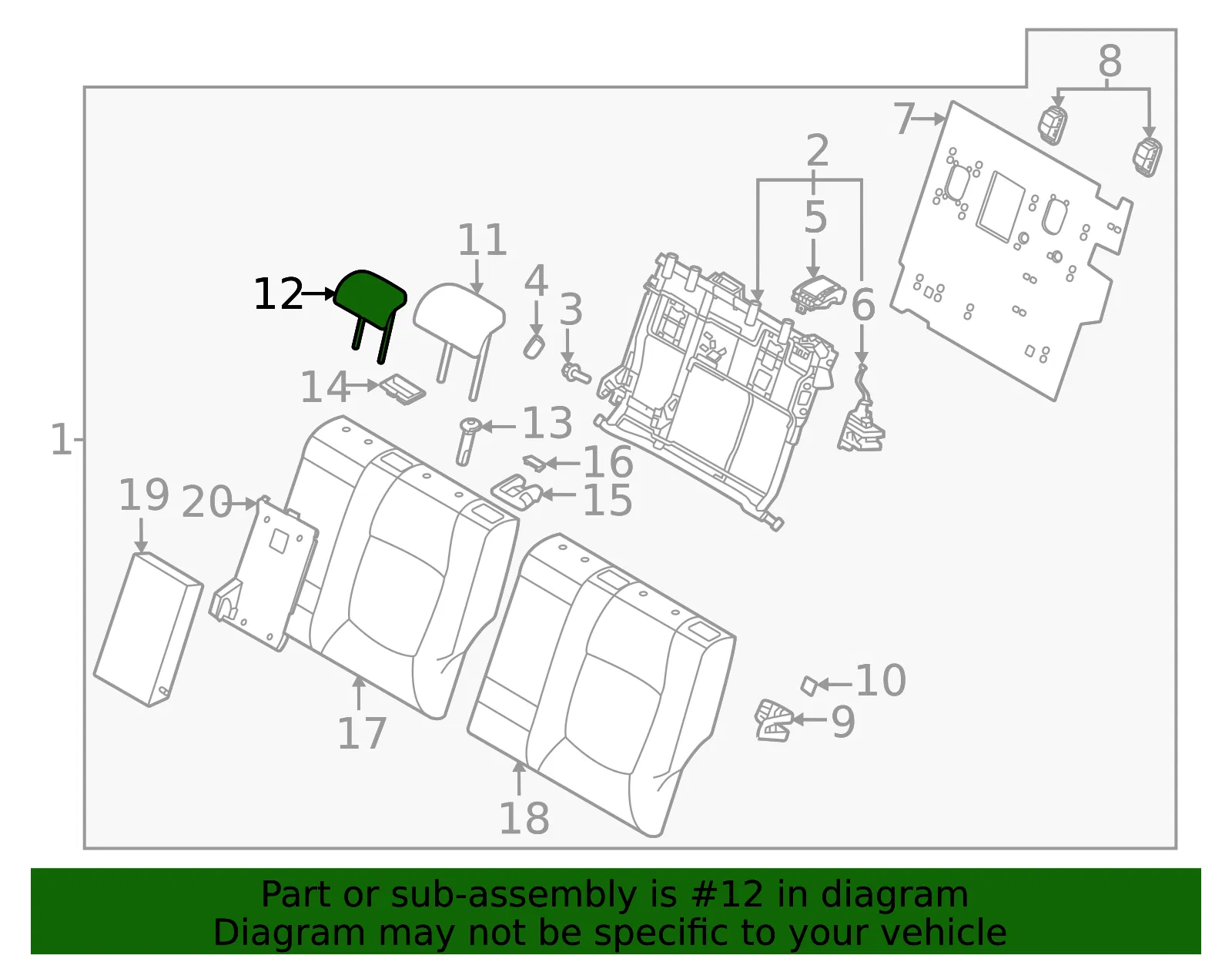 Headrest - Kia (88700-Q5010AX7) - view 2