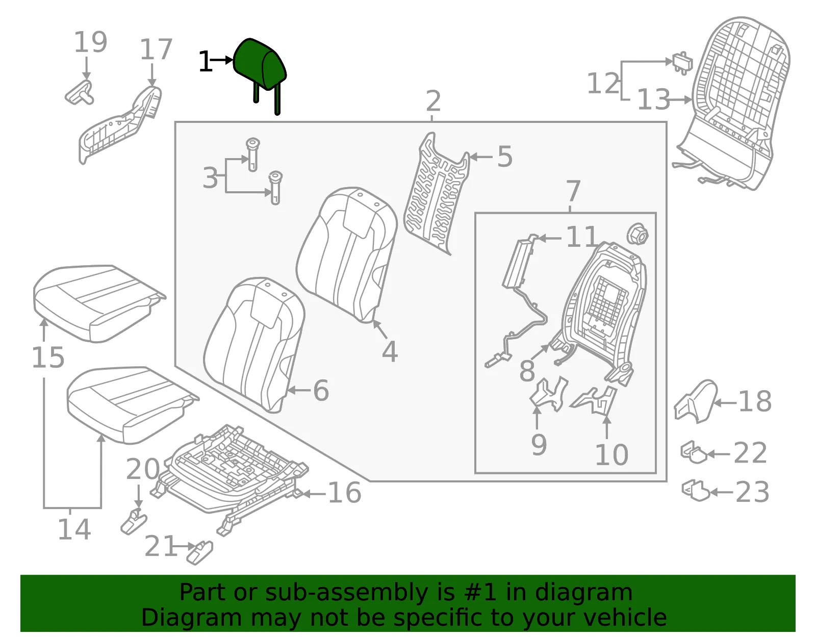 Headrest - Kia (88700-R5300MQV) - view 2