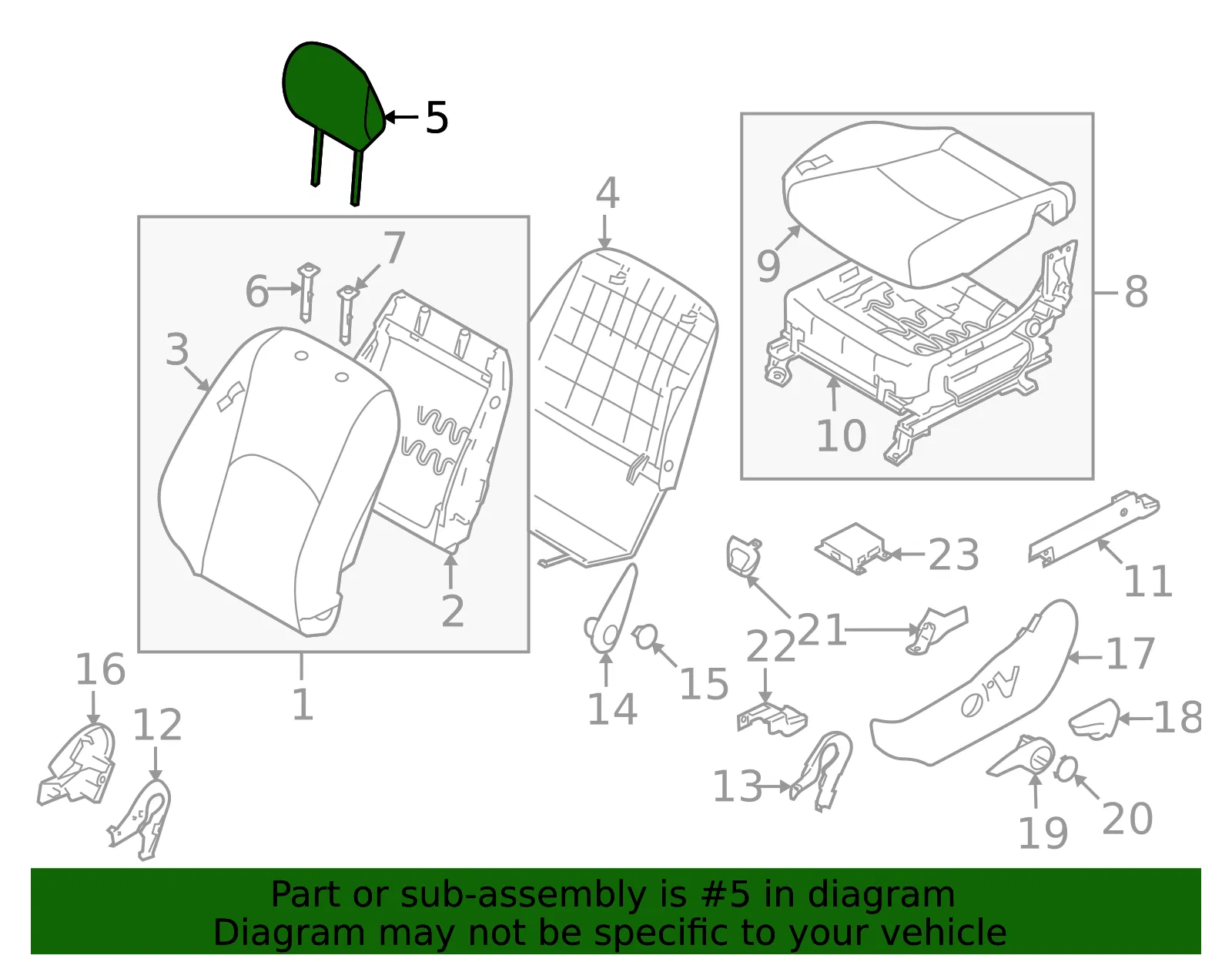 Headrest - Kia (88705-2J100ACG) - view 2