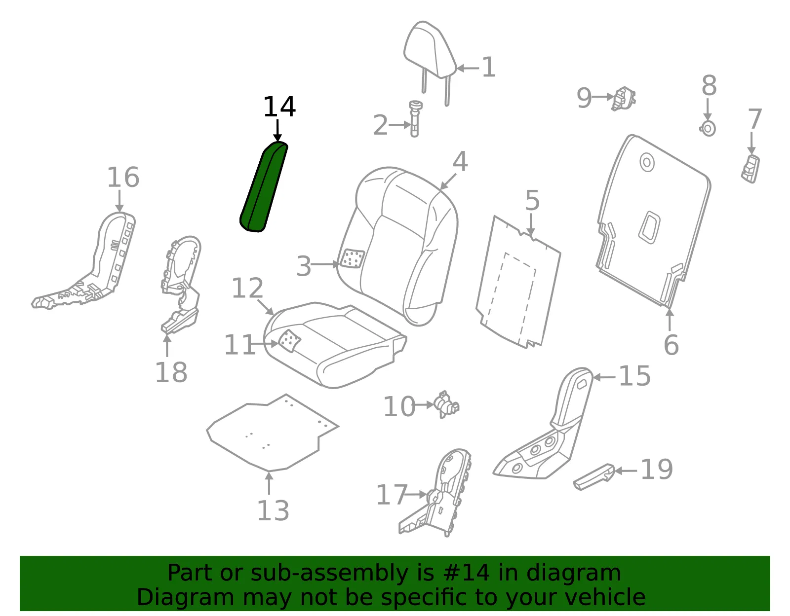 Seat Armrest - Nissan (88710-6TE8A) - view 2