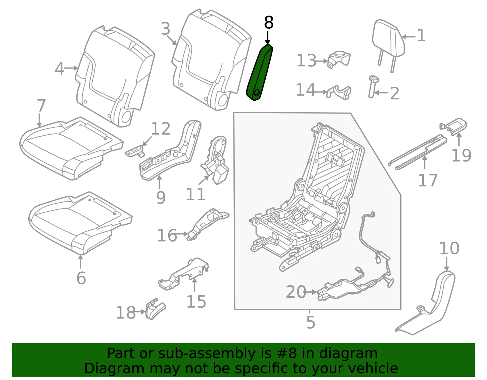 Seat Armrest - Nissan (88710-7JA0D) - view 2