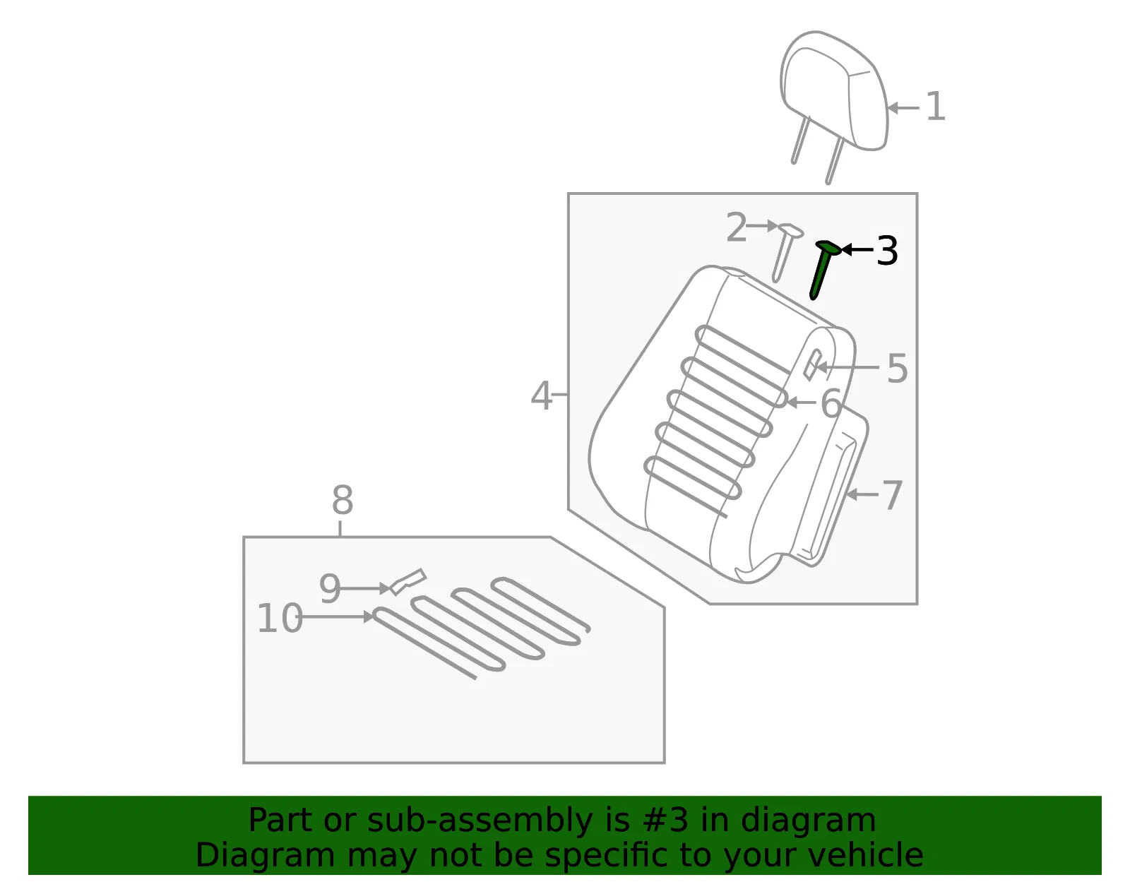 Headrest Guide - Driver's Side (LH) - Kia (88720-25000WK) - view 2