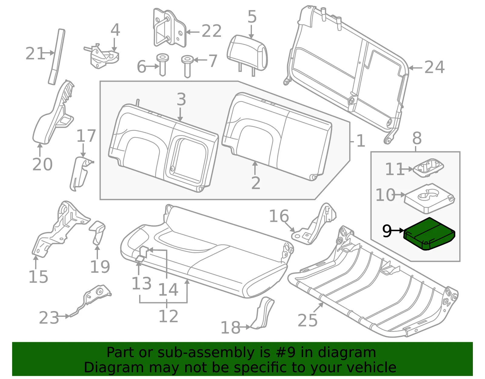 Armrest Base - Nissan (88720-9BU0C) - view 2