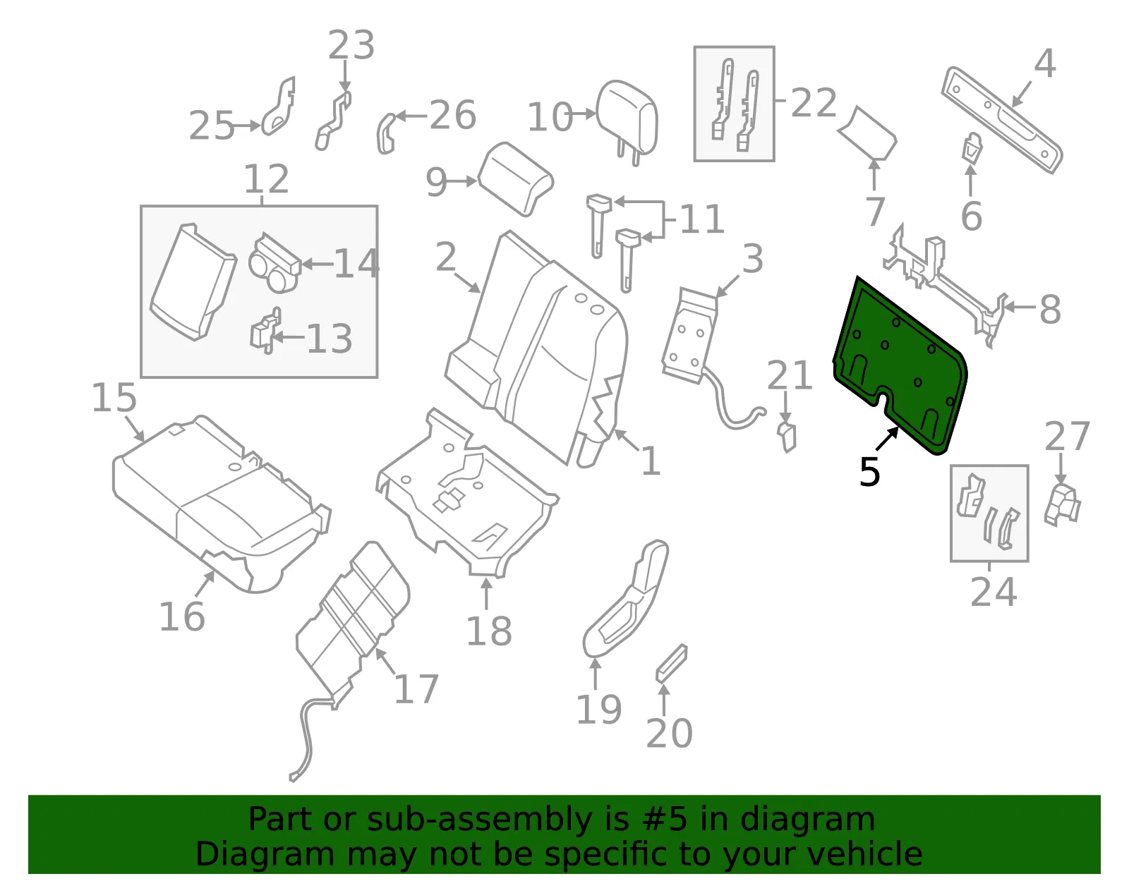Seat Back Panel - Nissan (88766-3JA0A) - view 2