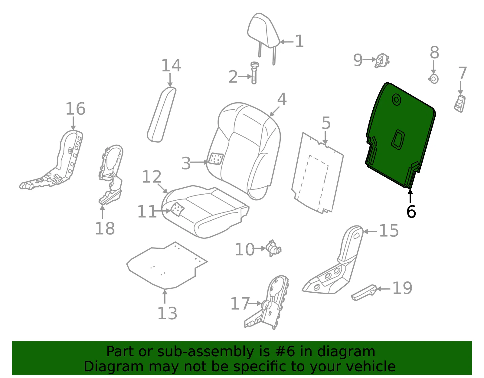 Seat Back Panel - Nissan (88766-6TF0A) - view 2