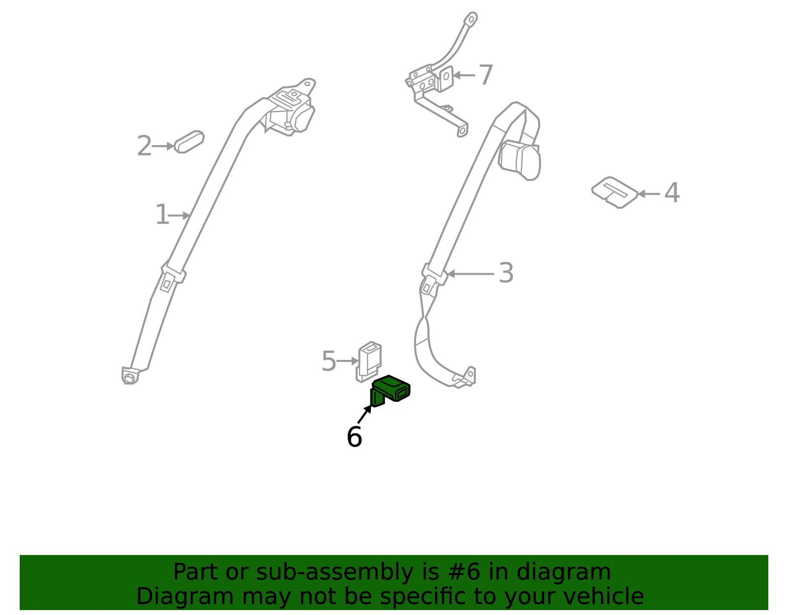 Seat Belt Receptacle - Nissan (88843-7BA8A) - view 2
