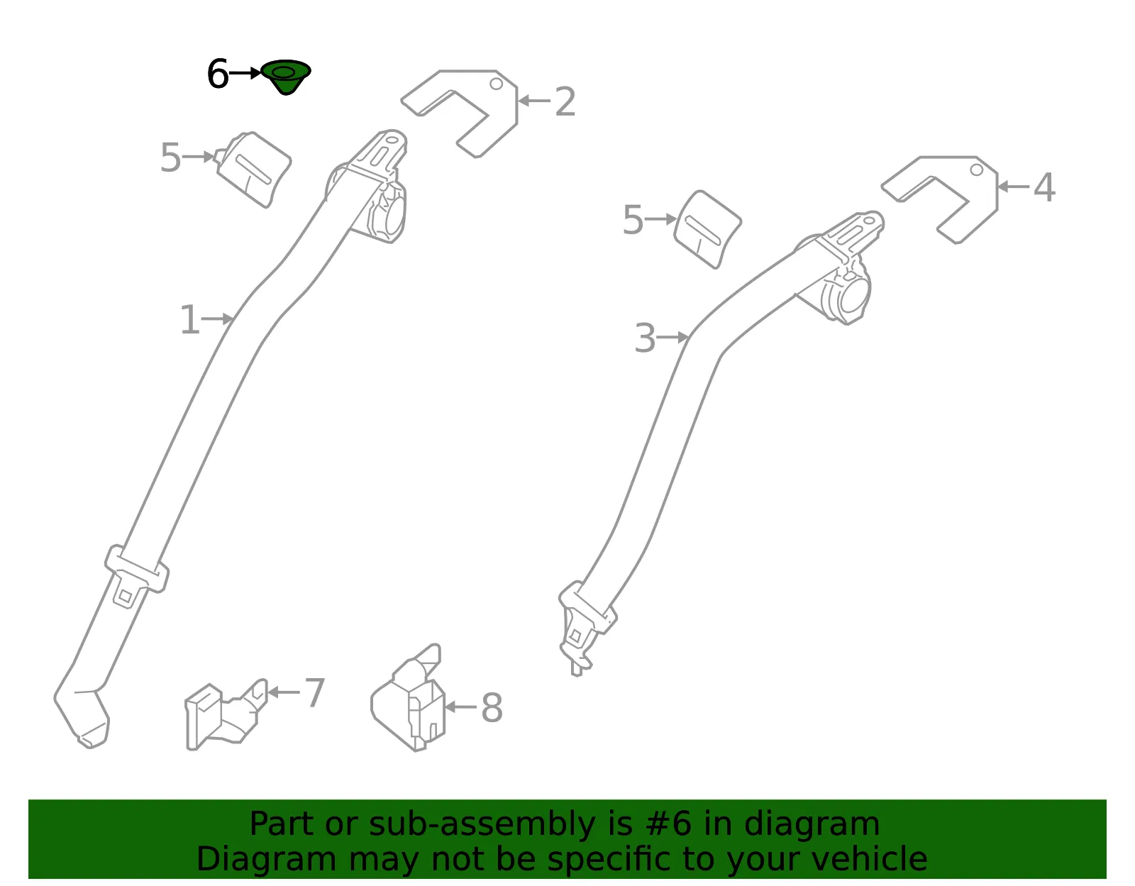 Seat Belt Guide - Driver's Side (LH) - Nissan (88891-3RA0A) - view 2