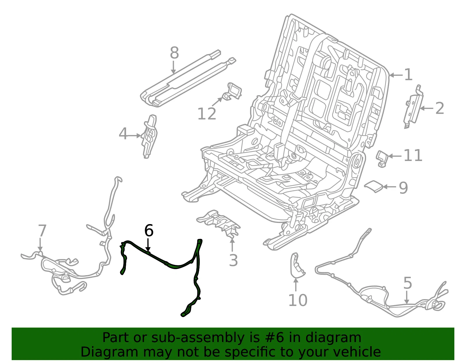 Seat Flex Cable - Nissan (88925-6TA9A) - view 2