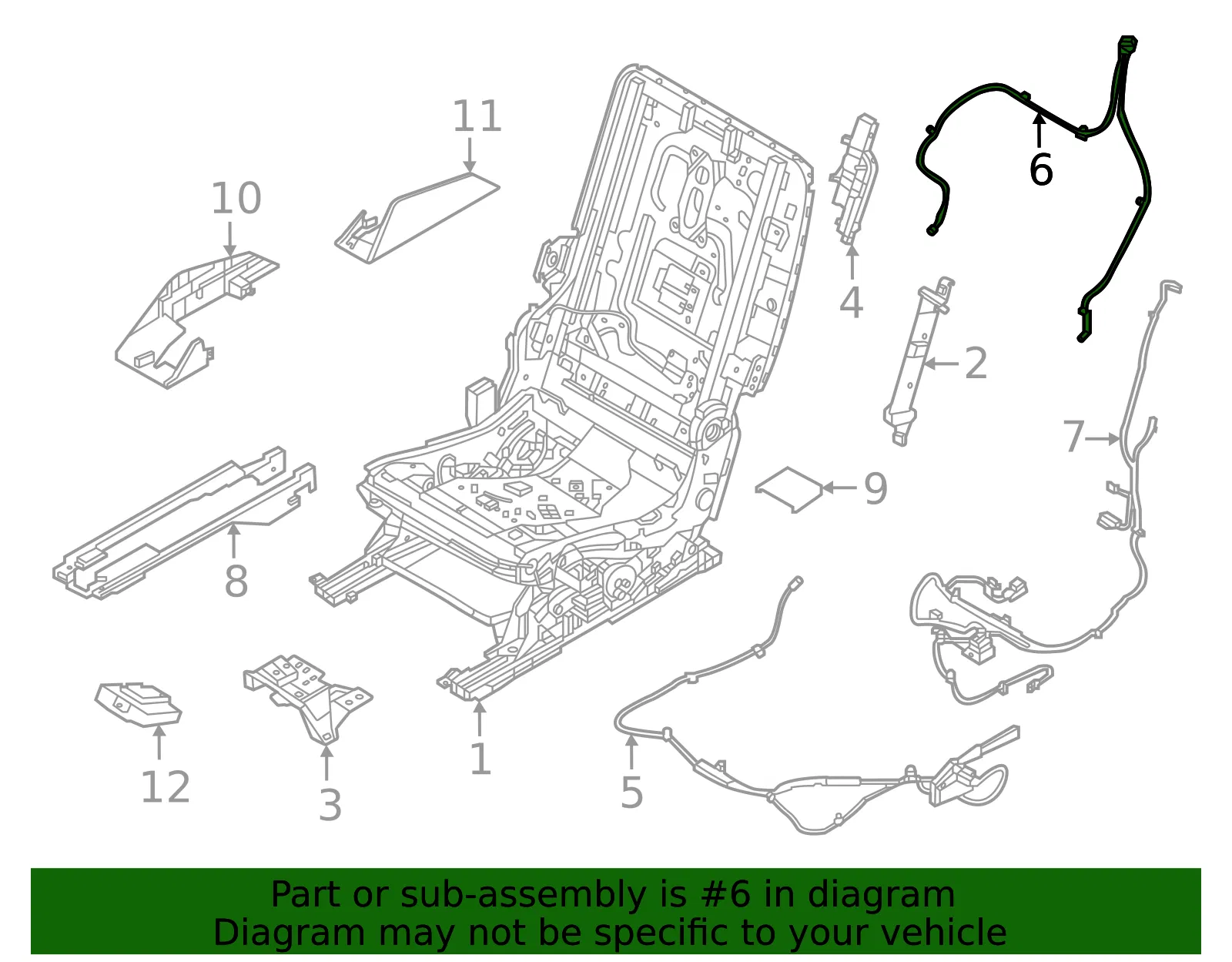 Seat Flex Cable - Nissan (88925-6TF9A) - view 2