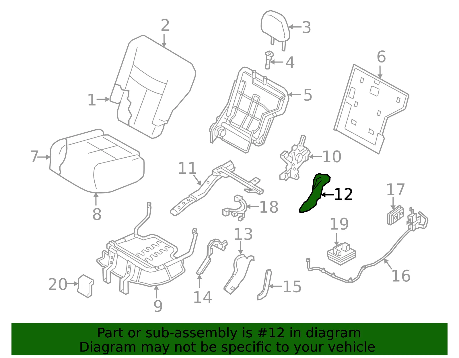 Seat Frame Bracket - Nissan (88955-5AA0A) - view 2